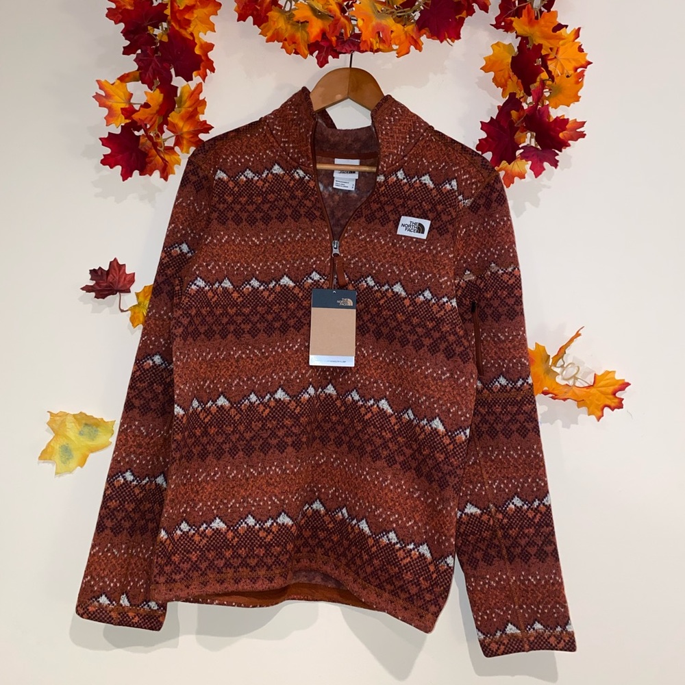 North Face orange pull over, women’s Small